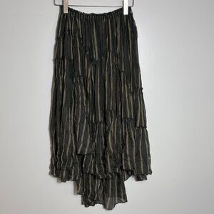 Free People High Low Striped Grey and Tan Women's Skirt Small